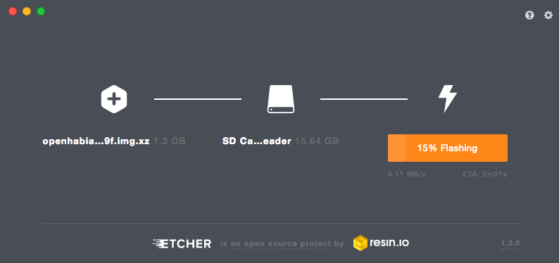 openHABian mit Hilfe von Etcher auf SD Karte flashen